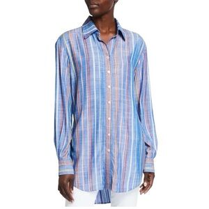 NWT FINLEY Monica Grover Stripe Button-Down Blouse Shirt Preppy Multicolor Large